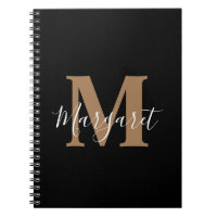 Nome do Script Dourado Monograma Clássico Preto