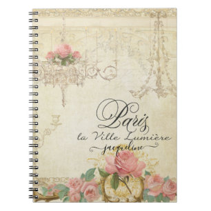 Caderno Espiral Nome do Script Elegante do Chandelier de Paris do 