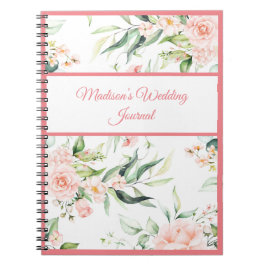 Caderno Espiral Nome do Script Girly Chic Rosa Elegante Floral