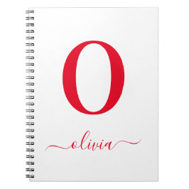 Caderno Espiral Nome do Script Monograma Branco Personalizado E Ve