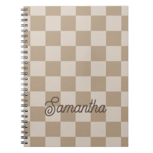 Caderno Espiral Nome do Script Xadrez Bege Taupe
