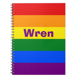 Caderno Espiral Nome do Sinalizador do Orgulho Arco-Íris ou Monogr
