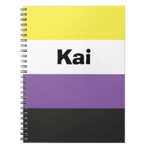 Caderno Espiral Nome do Sinalizador do Orgulho Não Binário ou Mono