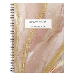 Caderno Espiral Nome Dourado Rosa Rosa Cinzenta Chinês Personaliza