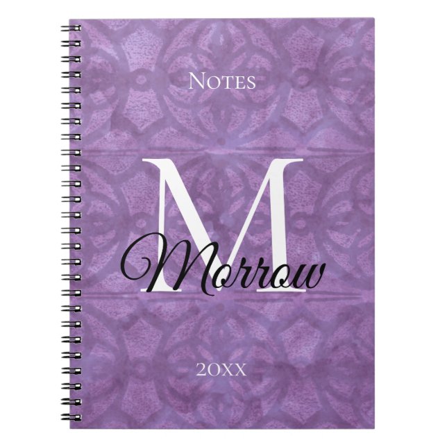 Caderno Espiral Nome e Ano do Batik Roxo Mudo (Frente)