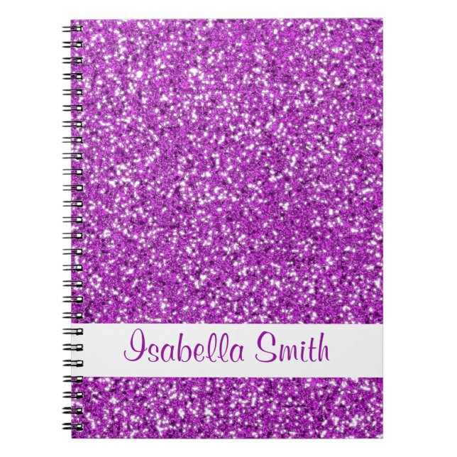 Caderno Espiral Nome E Aparência Da Glitter Roxo (Frente)