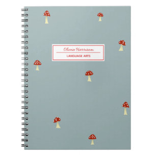 Caderno Espiral Nome e Assunto do Cogumelos Cottagecore