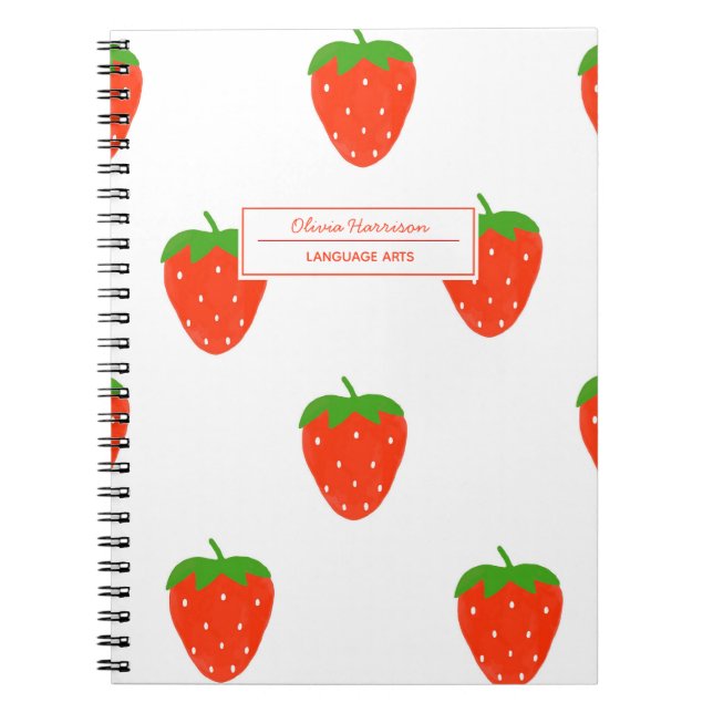 Caderno Espiral Nome e Assunto do Cotografia de Morango (Frente)