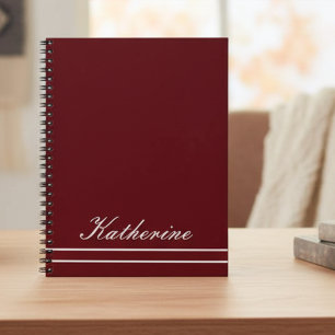 Caderno Espiral Nome em Letra de Forma Minimalista Vermelho Borgon
