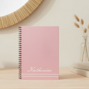 Caderno Espiral Nome em Letra Minimalista Rosa