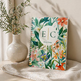 Caderno Espiral Nome Floral Personalizado