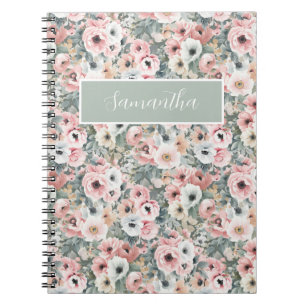 Caderno Espiral Nome Floral Rosa