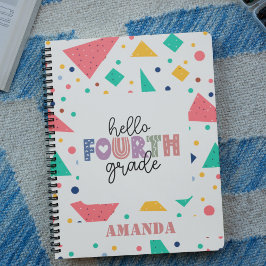 Caderno Espiral Nome geométrico colorido do grau da escola