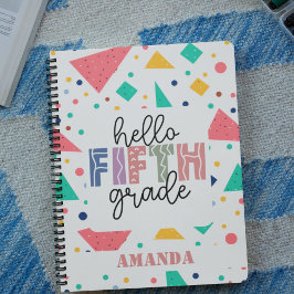 Caderno Espiral Nome geométrico colorido do grau da escola