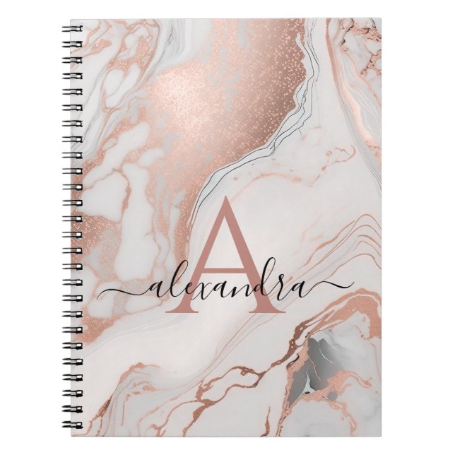 Caderno Espiral Nome inicial e personalizado do Marble Monograma D (Frente)