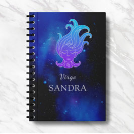 Caderno Espiral Nome mágico com o símbolo Zodiac do notebook Virgo