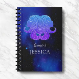 Caderno Espiral Nome mágico com o símbolo Zodíaco Notebook Gemini
