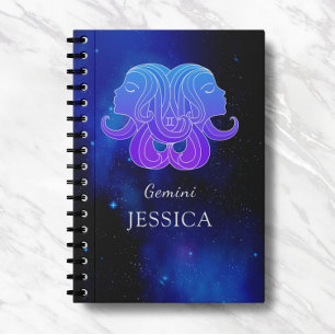 Caderno Espiral Nome mágico com o símbolo Zodíaco Notebook Gemini