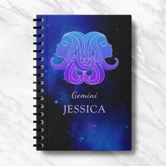 Caderno Espiral Nome mágico com o símbolo Zodíaco Notebook Gemini