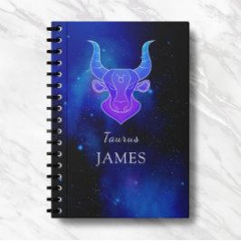 Caderno Espiral Nome mágico com sigla Zodiac Taurus Notebook