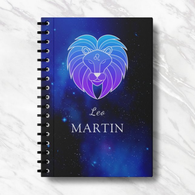 Caderno Espiral Nome mágico com signo Zodiac Leo Notebook (Criador carregado)