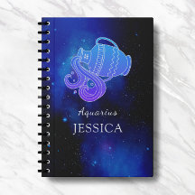 Nome mágico com signo Zodíaco Notebook Aquário