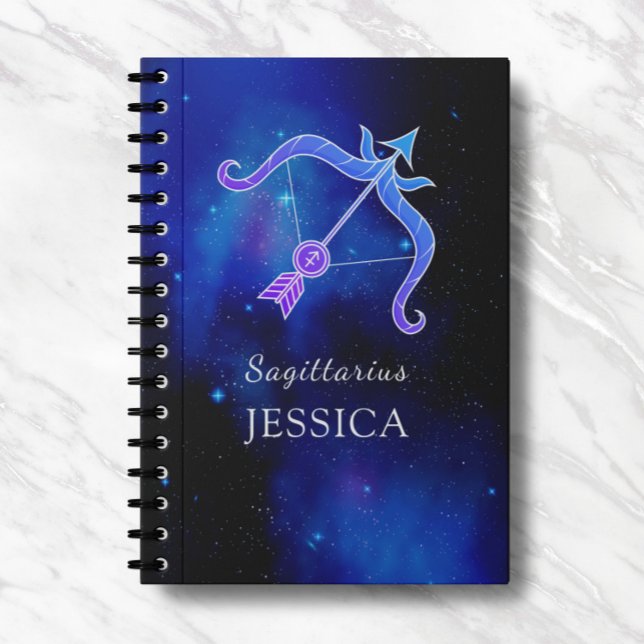 Caderno Espiral Nome mágico com signo Zodíaco Notebook Sagittarius (Criador carregado)
