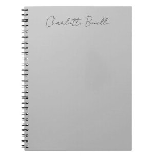 Caderno Espiral Nome Minimalista Manuscrito Cinza