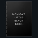 Caderno Espiral Nome Minimalista Moderno Pequeno Negro<br><div class="desc">Crie seu próprio "livro negro" para a noiva. Se precisar de mais espaço para o nome da noiva,  você pode alterar o estilo ou o tamanho da fonte. Esta versão é criada digitando todos os bonés. Presente minimalista moderno para a noiva na festa de solteira.</div>