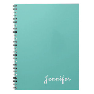 Caderno Espiral Nome Moderno Minimalista Chic Azul Claro Tendência