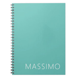 Caderno Espiral Nome moderno minimalista chique em Teal Claro Tend
