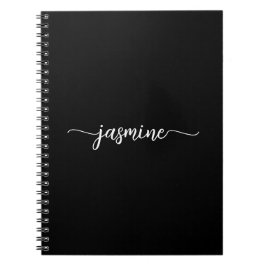 Caderno Espiral Nome Monograma Feminino em Letra Moderna Preta