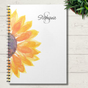 Caderno Espiral Nome Monograma Girassol
