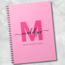 Nome Monograma Inicial Personalizado Rosa Menina