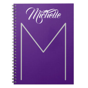 Caderno Espiral Nome Monograma Minimalista Moderno em Caligrafia N