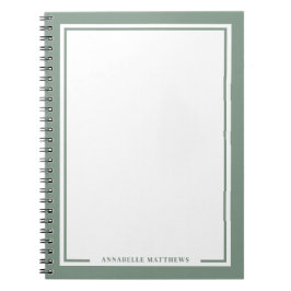 Caderno Espiral Nome Monograma Verde Salvia