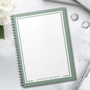 Caderno Espiral Nome Monograma Verde Salvia