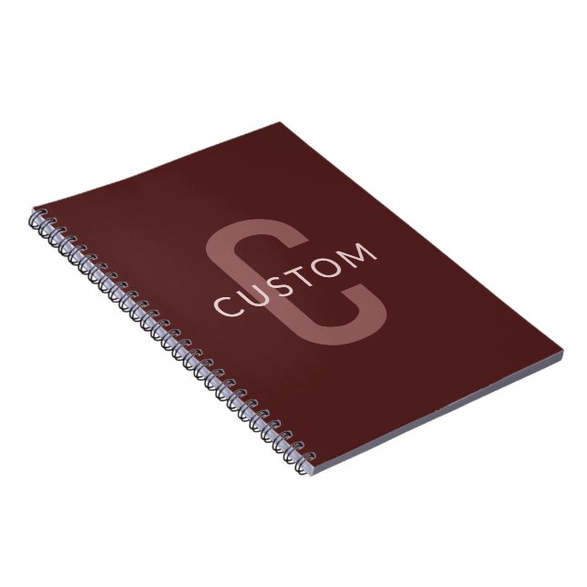 Caderno Espiral Nome Monogramado com Visual Moderno | Vermelho Mar (Lado Direito)