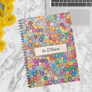 Caderno Espiral Nome nas Flores Brilhantes e Coloridas 6,5 x 8,75