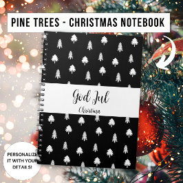 Caderno Espiral Nome Padrão Preto Escandinavo Natal God Jul