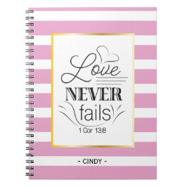 Caderno Espiral Nome personalizado, Amor nunca falha