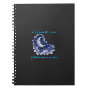 Caderno Espiral Nome Personalizado Amor Você até a Lua Aquarela Lu