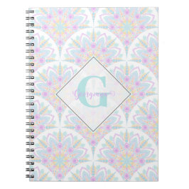 Caderno Espiral Nome Personalizado Art Deco Pastel Rainbow Floral 