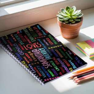 Caderno Espiral Nome Personalizado Arte Moderna do Word Adiciona S