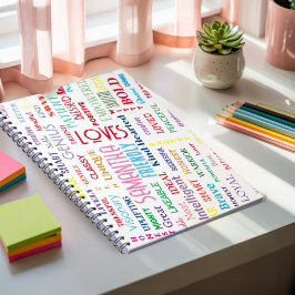 Caderno Espiral Nome Personalizado Arte Moderna do Word Adiciona S