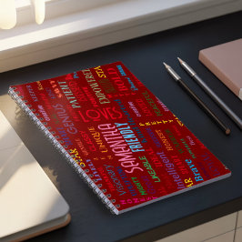 Caderno Espiral Nome Personalizado Arte Moderna do Word Adiciona S