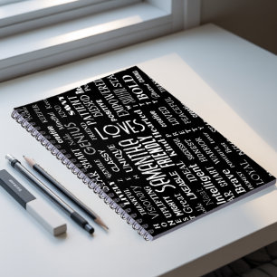 Caderno Espiral Nome Personalizado Arte Moderna do Word Adiciona S