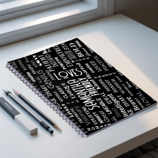 Caderno Espiral Nome Personalizado Arte Moderna do Word Adiciona S