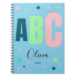 Caderno Espiral Nome Personalizado Azul de Meninas para Volta às A