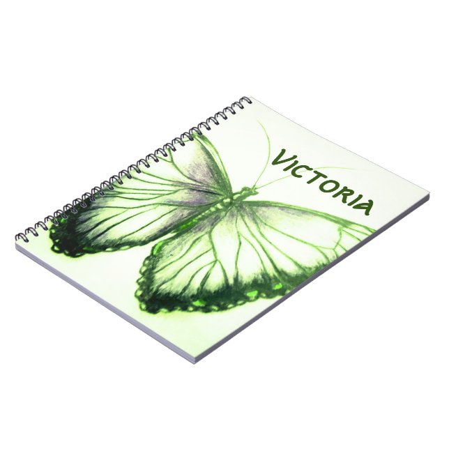 Caderno Espiral Nome personalizado Bela borboleta Notebook (Left Side)